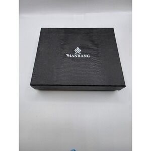 Manbang Mens Black Genuine Leather Bifold Wallet with Zipper Pocket and Gift Box